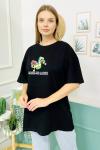 156438 B Yaka Baskili Oversize Tshirt